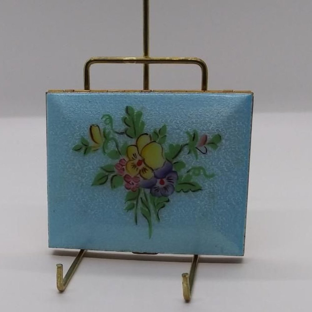 Hand Painted Genuine Cloisonné Vintage Cigarette Case by Wiesner of Miami